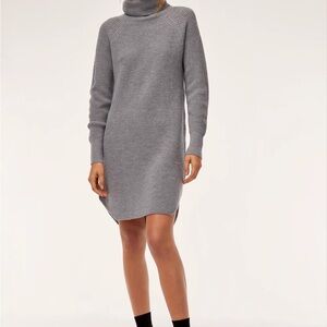 Aritzia Wilfred Free 100% Merino Wool Charcoal Knit Turtleneck Dress